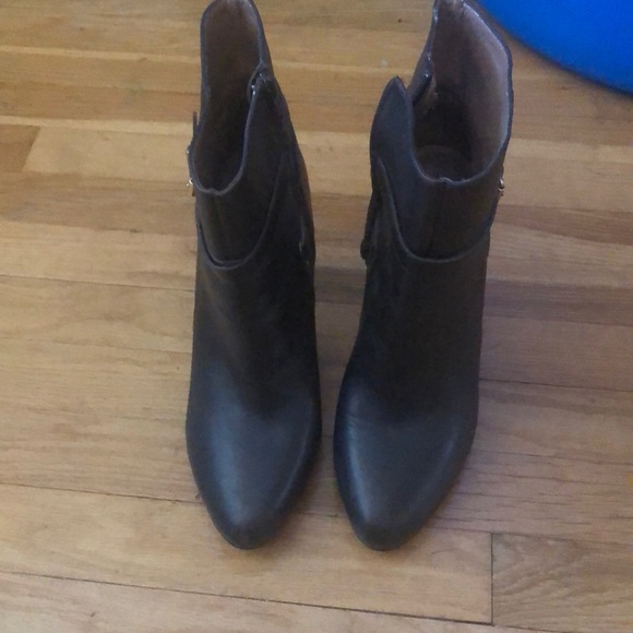 Brown Ankle Boots with gold  hardware - Picture 1 of 5